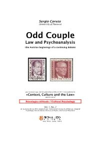 Odd Couple Law and Psychoanalysis (The Austrian Beginnings of a Continuing Debate)