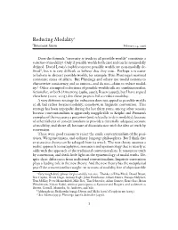 Reducing Modality∗ Theodore Sider February 24, 2008