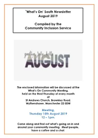 'What's On' South Newsletter August 2019 Compiled by the Community