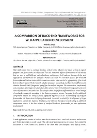 A Comparison of Back-End Frameworks for Web