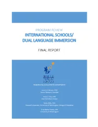 Program Review: International Schools/Dual Language Immersion