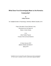 What Does Food Sovereignty Mean to the Homalco Community?