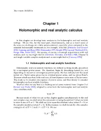 Chapter 1 Holomorphic and Real Analytic Calculus