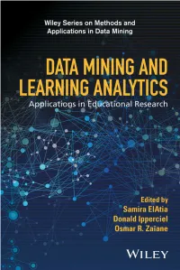 Data Mining and Learning Analytics Wiley Series on Methods and Applications in Data Mining