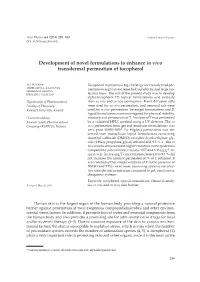 Development of Novel Formulations to Enhance in Vivo Transdermal Permeation of Tocopherol