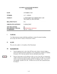 Latent Print Documenation and Transmittal Procedures, DP6.07