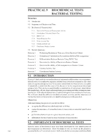 Practical 9 Biochemical Tests Bacterial Testing