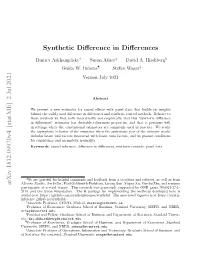 Synthetic Difference in Differences Arxiv:1812.09970V4 [Stat.ME]