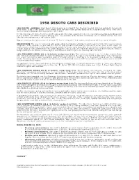 1958 Desoto Cars Described