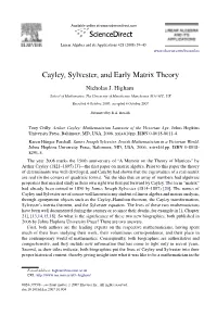 Cayley, Sylvester, and Early Matrix Theory