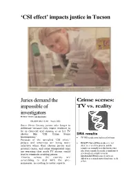 CSI Effect’ Impacts Justice in Tucson