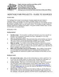 Heritage Fair Projects - Guide to Sources