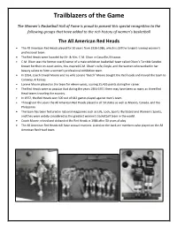 Information on All Trailblazers of the Game