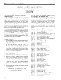 Medieval and Renaissance Studies 2018-2019