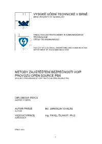 Metody Zajisteni Bezpecnosti Voip Provozu Open Source