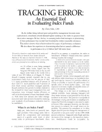 TRACKING ERROR: an Essential Tool in Evaluating Index Funds