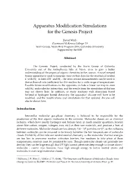Apparatus Modification Simulations for the Genesis Project