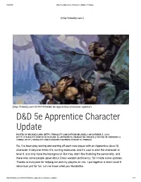 D&D 5E Apprentice Character Update Apprentice Character