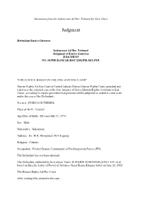 Documents from the Indonesian Ad Hoc Tribunal for East Timor