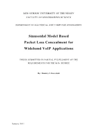 Sinusoidal Model Based Packet Loss Concealment for Wideband Voip Applications