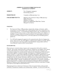 Use of Diagnostic Imaging in Rheumatology Practice