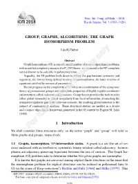 Group, Graphs, Algorithms: the Graph Isomorphism Problem