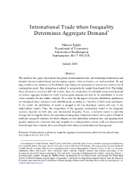 International Trade When Inequality Determines Aggregate Demand*
