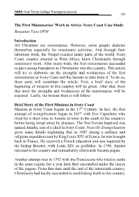 Ivory Coast Case Study Benjamin Yavo OFM Introduction All