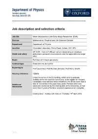 Job Description and Person Specificationselection Criteria