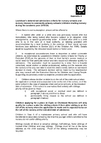 Lewisham's Determined Admissions Criteria for Community Primary