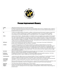Process Improvement Glossary
