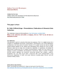 Dr. Ruth C(Lifford) Engs - Presentations, Publications & Research Data Collection