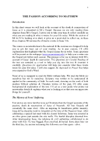 Introduction to the Passion According to Matthew