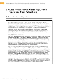 Late Lessons from Chernobyl, Early Warnings from Fukushima