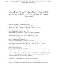 Quantifying the Relative Importance of Competition, Predation, and Environmental Variation for Species Coexistence