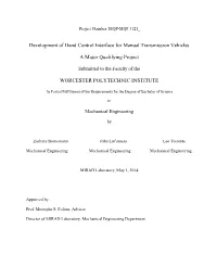 Development of Hand Control Interface for Manual Transmission Vehicles a Major Qualifying Project WORCESTER POLYTECHNIC INSTITUT