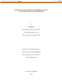 Surveying Public Opinion in Transitional China: an Examination of Survey Response