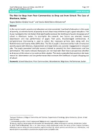 The Risk for Boys from Poor Communities to Drop out from School: the Case of Khartoum, Sudan