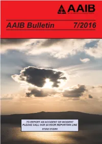 AAIB Bulletin 7/2016