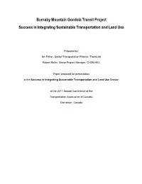 Burnaby Mountain Gondola Transit Project Success in Integrating Sustainable Transportation and Land Use