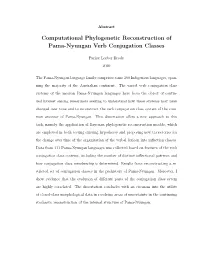 Computational Phylogenetic Reconstruction of Pama-Nyungan Verb Conjugation Classes