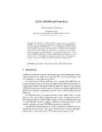 GCM, GHASH and Weak Keys