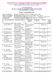 List of Participants