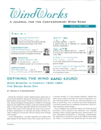 Or.K's a JOURNAL for the CONTE MPORARY WIND BAND