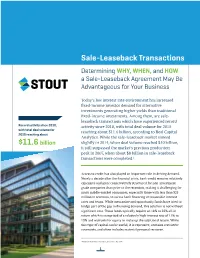 Sale-Leaseback Transactions Determining WHY, WHEN, and HOW a Sale-Leaseback Agreement May Be Advantageous for Your Business