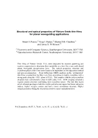 Structural and Optical Properties of Yttrium Oxide Thin Films for Planar Waveguiding Applications