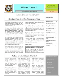Volume 1, Issue 1 Management Crew Volume 1, Issue 1 “From the Bighorns to the Black Hills” May 2004