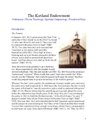 12-Pre-Class Reading-The Kirtland Endowment