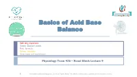 Basics of Acid Base Balance