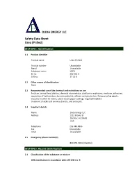 DUDA ENERGY LLC Safety Data Sheet Urea (Prilled)